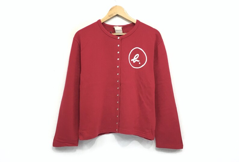Agnes B Button Up Crewneck Sweatshirt Small Logo Fashion Style Designer Streetwear Sportswear Small Size French Designer