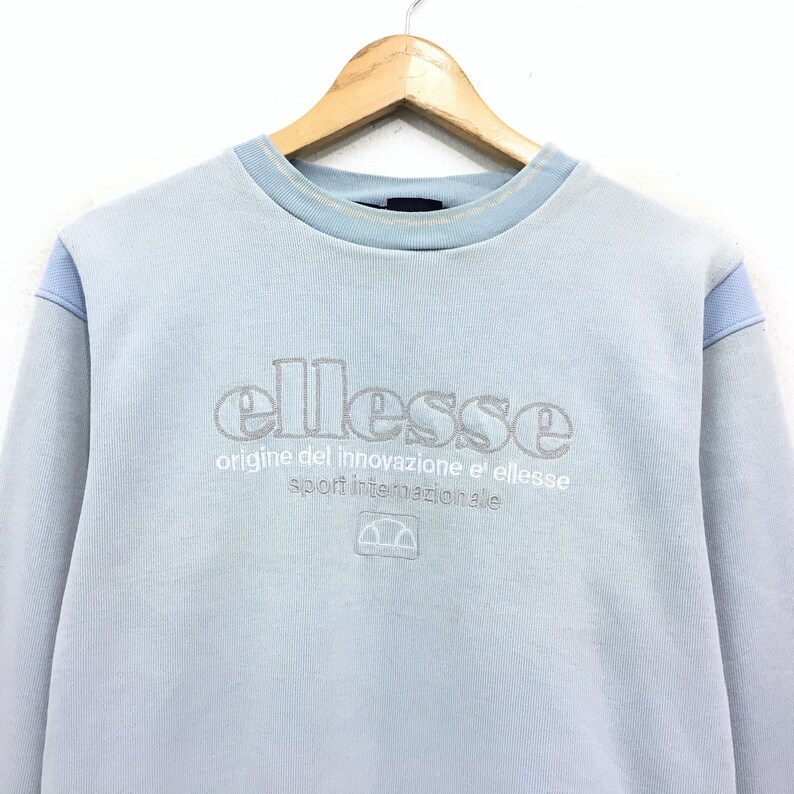 Ellesse Crewneck Sweatshirt Embroidery Big Spell Out Logo Pullover Streetwear Sportswear Tennis Fashion Medium Size