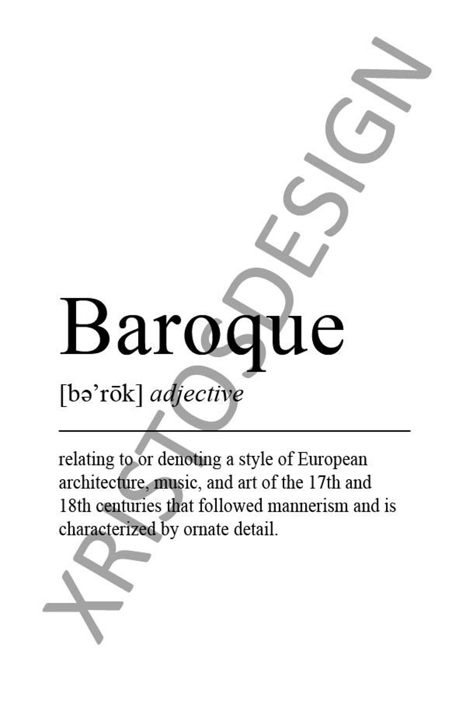 Baroque Definition Print Dictionary Print Printable Wall Etsy