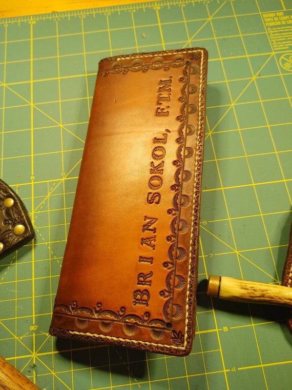 Leather Tally Book Cover Oilfield Custom Tooled Leather Work Etsy