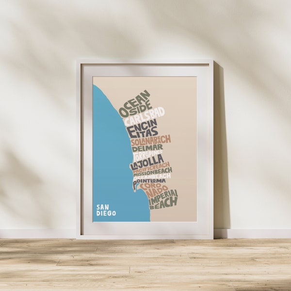 Map of San Diego | Beach Towns | Digital Download