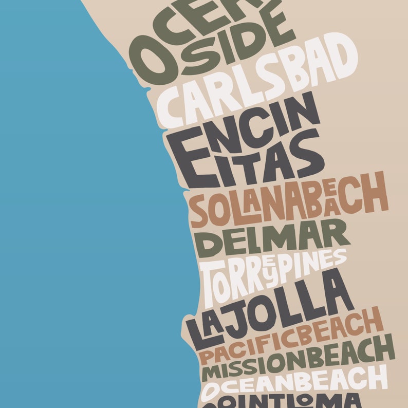Map of San Diego | Beach Towns | Digital Download - Etsy