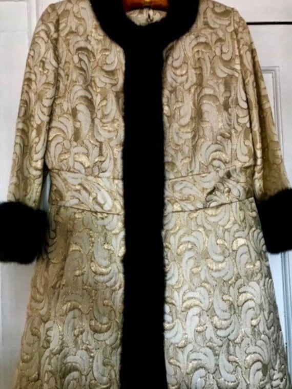 MOD Golden Brocade jacket with mink and shift dre… - image 1