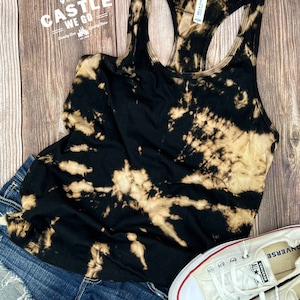 Bleached tank/ Reverse tie dye tank/ Bleach tie Dye/ Work out tank/ Work out fashion/Tie Dye razor back tank/ Bella Canvas tank/ Hippie tank