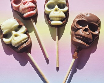 Halloween Chocolate Sculls Lollipops. Creepy Halloween sweets. Trick or Treat candy. Halloween Gift.