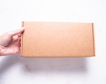 Lot of 9 pcs 10x4x1 inch Brown Kraft Carton Mailer Box with Cover, Folded Case, Gift Packaging,