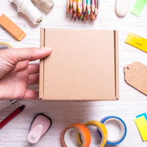 Lot of 13 pcs 4x4 inch Mini Kraft Carton Mailer Box with Cover, Folded Case, Gift Packaging.