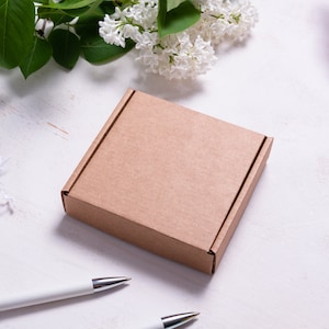 Veel van 20 stuks 4 x 4 x 1 inch minikraft-kartonnen verzenddoos met deksel, gevouwen doos, geschenkverpakking, bedrukking van je logo beschikbaar.