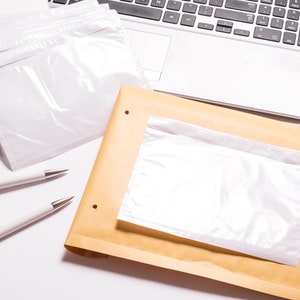 100 Stück 7x5 klare, selbstklebende Poly-Versandetikettenhalter, Packzettelumschläge, Beutel, Taschen