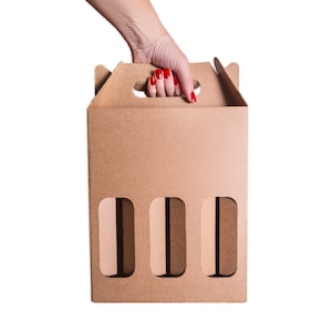 5 soportes para botellas de cerveza de cartón Kraft con asa para 3 botellas de 0,5 L (16,9 oz).