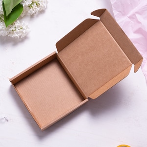 Lot of 20 pcs 4x4x1 inch Mini Kraft Carton Mailer Box with Cover, Folded Case, Gift Packaging, Printing your Logo available. image 2