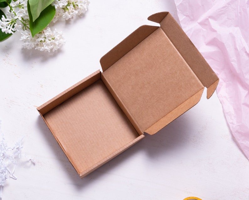 Lot of 20 pcs 4x4x1 inch Mini Kraft Carton Mailer Box with Cover, Folded Case, Gift Packaging, Printing your Logo available. image 2