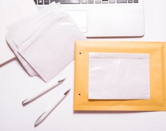 100 pcs 9x7 Clear Self Adhesive Poly Shipping Label holder, Packing Slip Envelope, Pouches, Pockets A5/C5