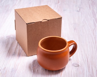 Lot of 15 pcs 3 3/4 x 3 3/4 x 3 1/2 inch Kraft Carton Box with Cover, Folded Case, Gift Packaging, for pot, mug, cup or bottle, Corrugated