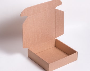 Lot of 13 pcs 7x7x2 inch Brown Kraft Carton Mailer Box with Cover, Folded Case, Gift Packaging,