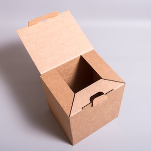 Lot van 12 stuks 4,5 x 4 x 5 inch kraftkartonnen verzenddoos met deksel, gevouwen doos, geschenkverpakking, voor koffiemok, kopje of fles