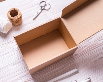Lot of 8 pcs 6x4x3 inch Mini Kraft Carton Mailer Box with Cover, Folded Case, Gift Packaging,