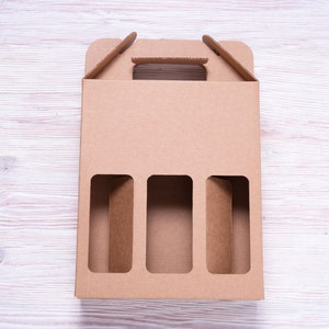 11 piezas de cartón Kraft pequeño de 0,33 L, portador, soporte, caja con asa, embalaje de regalo para 3 botellas de 0,33 L.