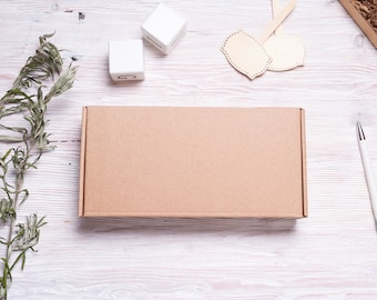 Lot of 8 pcs 9.5x4.5 inch Mini Kraft Carton Mailer Box with Cover, Folded Case, Gift Packaging, Custom Printing available.