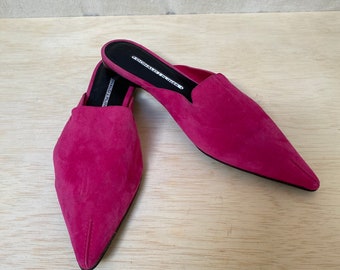 cerise pink suede shoes