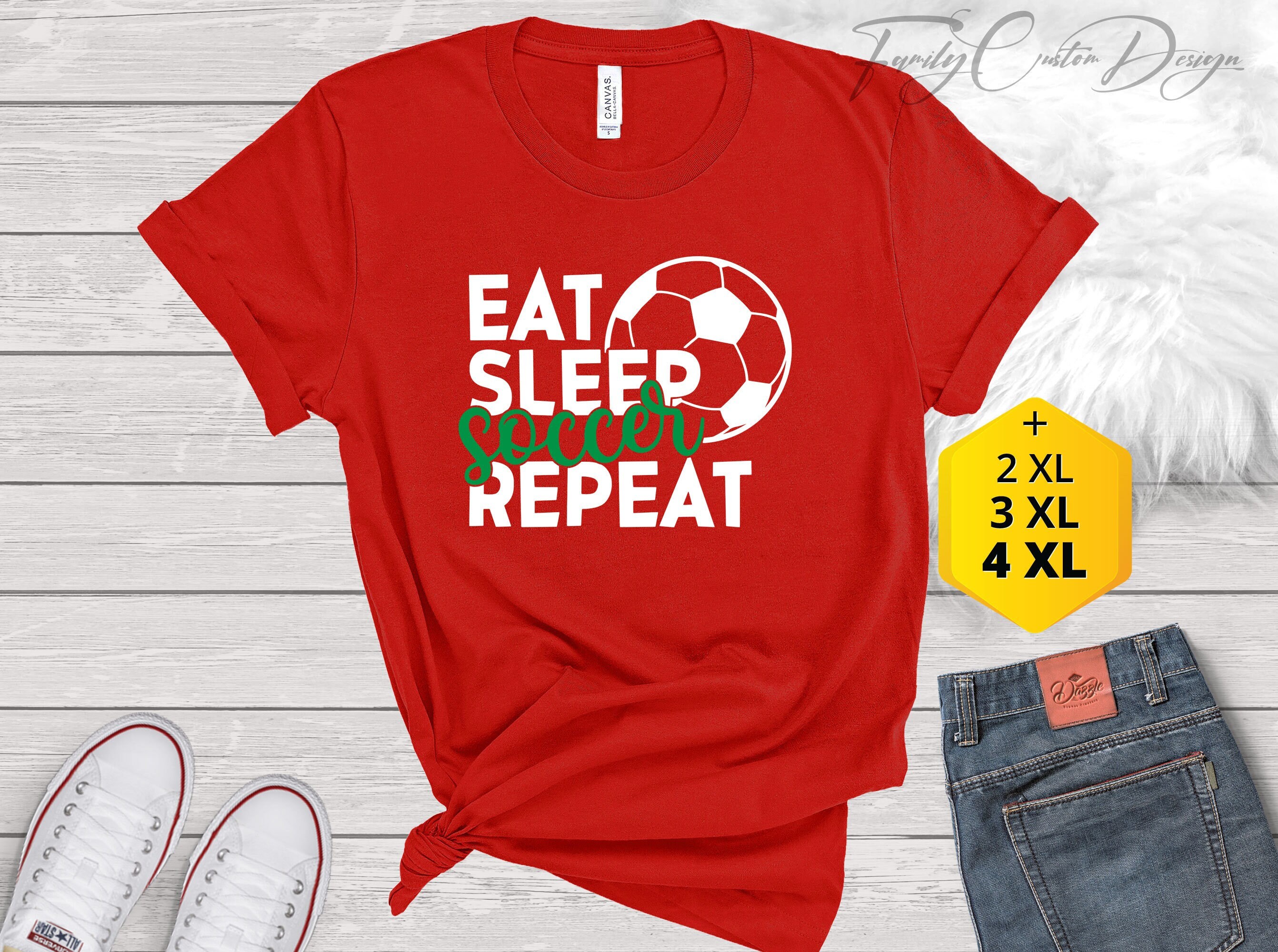 EAT SLEEP FOOTBALL REPEAT LADIES T-SHIRT PLAYER FAN DESIGN GIFT PRESENT COL
