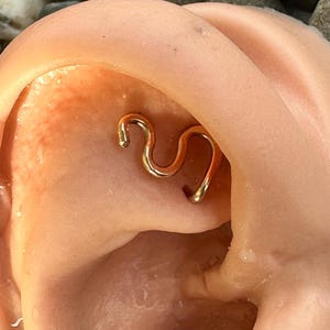 Snake Cartilage Stud - Rook Stud, Reverse Rook - Anti Tragus Earring - Rook Earring - Rook Jewelry Stud - Hidden Helix Piercing - 2025 Year