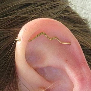 Textured Mountain Industrial Ear Bar, Seamless Industrial Piercing, 14ga Industrial Barbell, Double Ear Piercing, Ear Bar, Behind the Ear