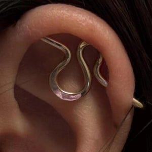 SF Abstract Industrial Piercing - 14k Yellow Gold Fill Seamless Industrial Bar - Abstract Industrial Barbell - Double Ear Bar - Ear Bar