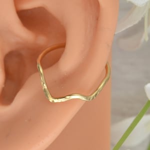 14k Gold Mountain Conch Earring - Conch Jewelry - 16g 14g 18g Conch Hoop - Conch Ring - Nature Jewelry - Seamless Ring -Endless Earring Hoop