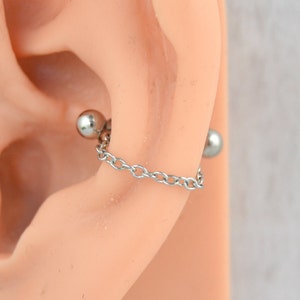 Manchette chaîne délicate - Boucle d'oreille conque - Acier inoxydable 316L - Manchette 16 g 14 g - Boucle d'oreille cartilage - Manchette chaîne percée