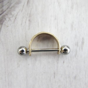Internally Threaded Gold Cartilage Cuff - Cartilage Jewelry - 316L Stainless Steel - Helix Earring - Tragus Piercing - Conch Earring -16g14g
