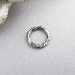 Niobium Hammered Seamless Ring - 14g 16g 18g 20g Nose Ring - Septum Belly Tragus Helix Rook Conch Lip Earring - Nickel Free Endless Hoop