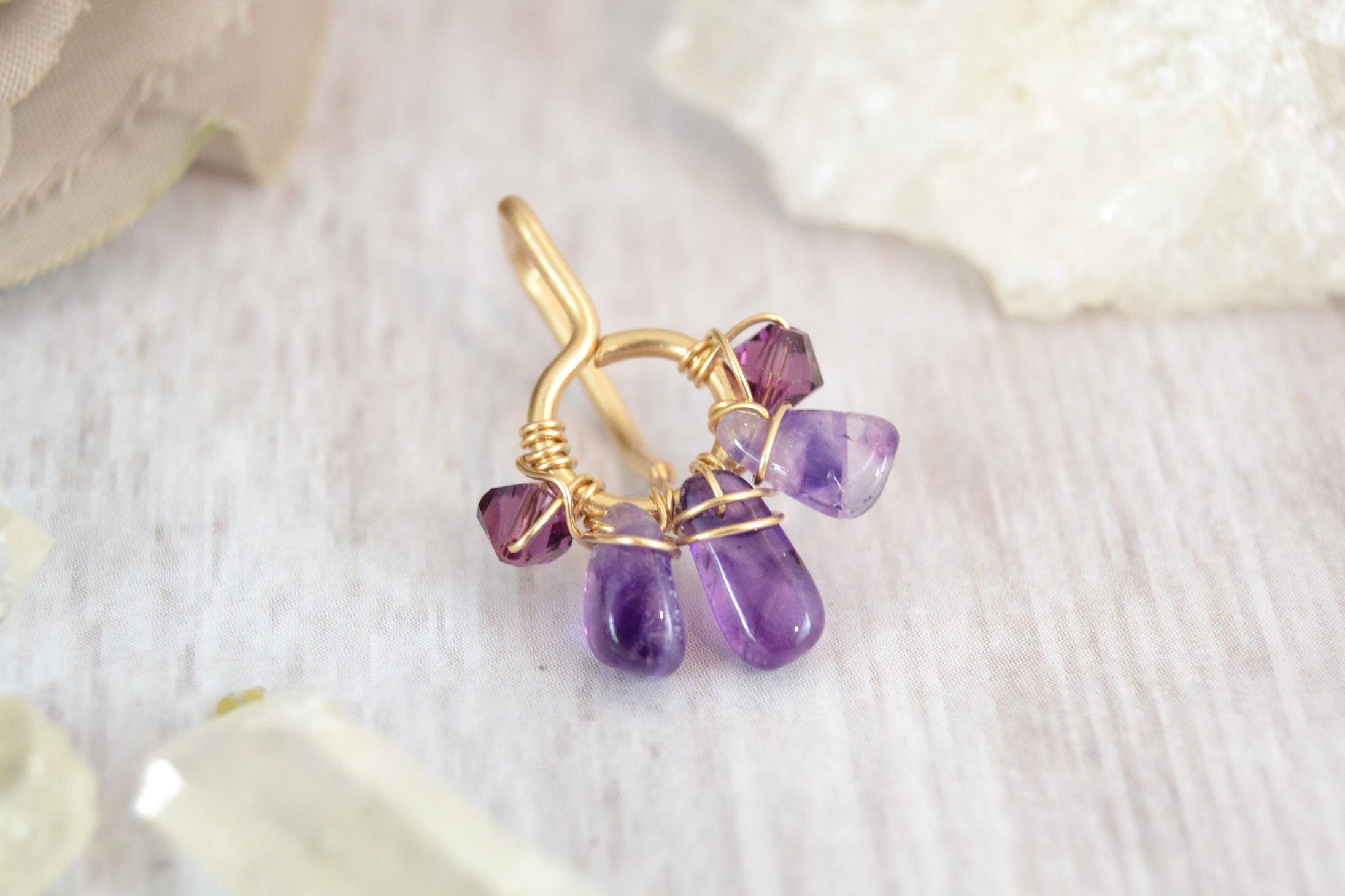 Healing crystal sale belly ring