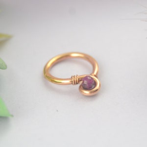 Grecian 14k Gold Cartilage Earring, set Gemstone Cartilage Hoop, Cartilage Piercing, Gold Earring, Gemstone Cartilage Ring, Endless Earring