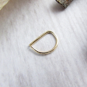 12k Yellow Gold Fill D Ring Cartilage Ring - 14g 16g 18g 20g 22g 24g - Tragus Helix Rook Septum Lip Eyebrow VCH Nipple Earring Nose Ring