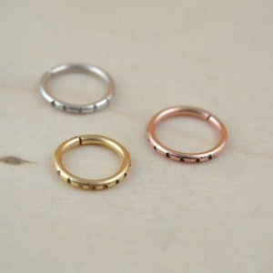 Hatched Cartilage Ring - 12g 14g 16g 18g 20g Seamless Ring -Septum Nose Belly Ring Tragus Helix Rook Conch Lip Eyebrow Earring -Endless Hoop