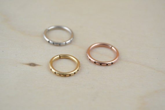 Hatched Cartilage Ring - 12g 14g 16g 18g 20g Seamless Ring -Septum Nose Belly Ring Tragus Helix Rook Conch Lip Eyebrow Earring -Endless Hoop