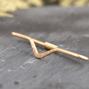 Textured V Yellow Gold Industrial Piercing, 14k Gold Fill Seamless Industrial Bar, Industrial Piercing, Double Ear Bar, Pierced Ear Bar
