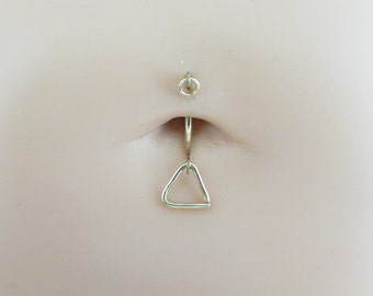 Triangle Bar Belly Ring - 14g 16g Niobium 14k Gold Silver Gold Fill Rose - Navel Ring - Slave Ring Belly Ring - Women’s Men's Belly Ring