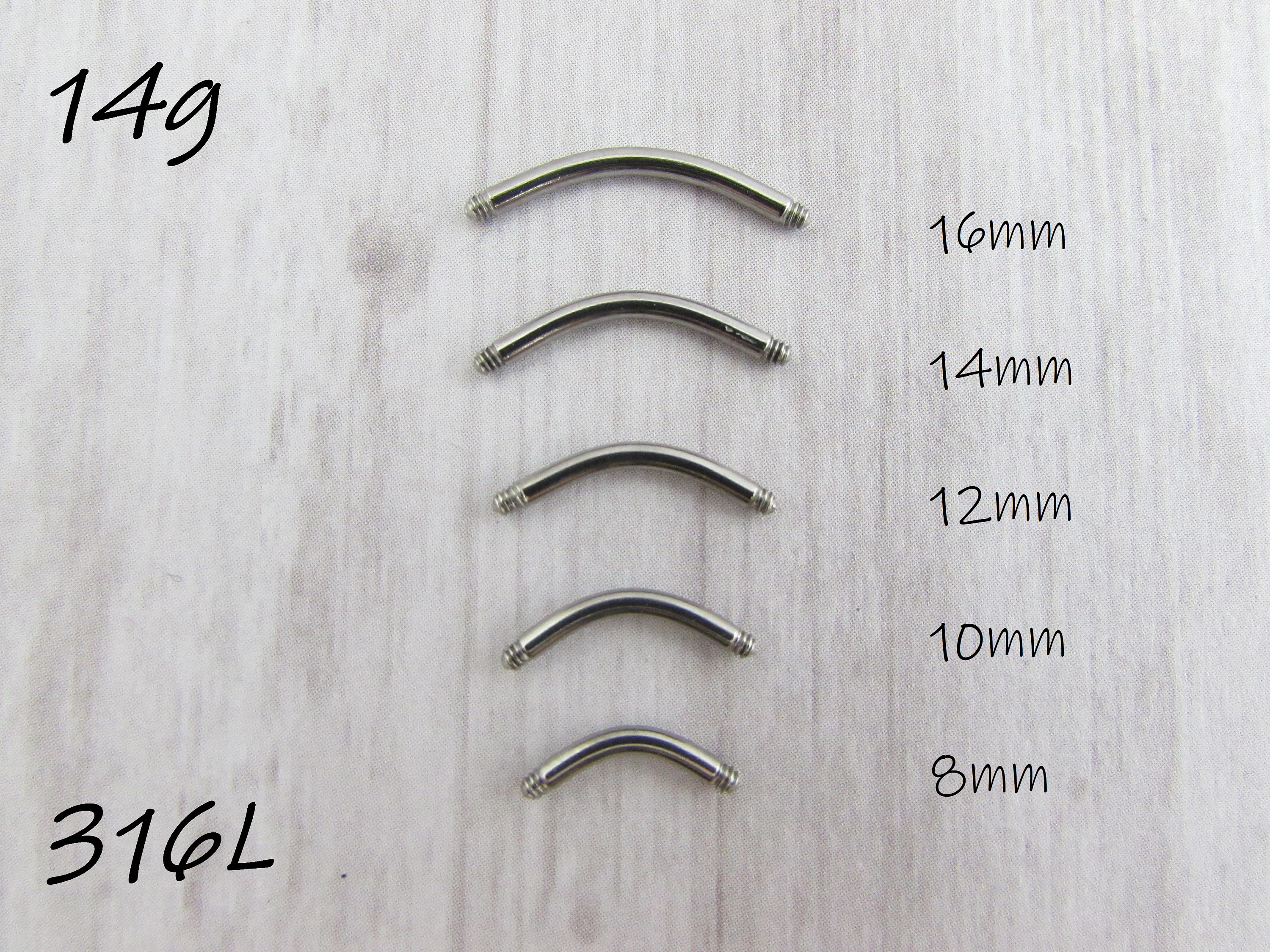 Replacement Bar Curved Bar 316L Stainless Steel 14g 16g 8mm 10mm  12mm 14mm 16mm Body Jewelry Supplies DIY