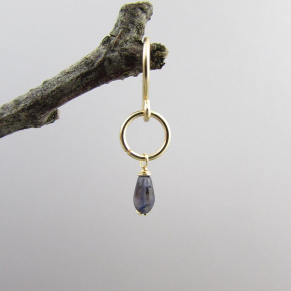 14k Gold Teardrop Stone Belly Ring - Belly Ring- Small Dangle Belly Ring - 16g 18g 20g Belly Ring - Dainty Earring - Navel Hook - Removeable