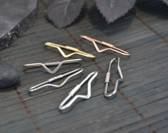 Smooth V Seamless Industrial Bar - Gold Silver Titanium Niobium 316L Industrial Piercing - 20g 18g 16g Ear Bar, 26/28/30/32/34/36/38/40/42mm