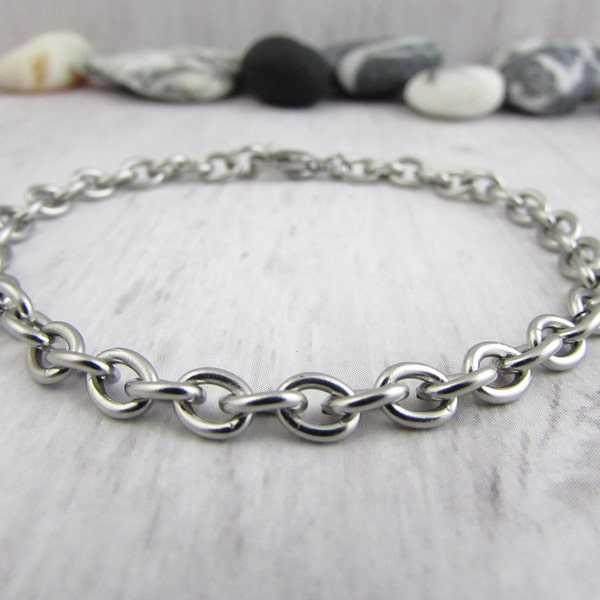 Cable Chain Thick Stainless Steel Anklet - Stainless Steel Layering Bracelet 4.5mm - Chain Ankle Bracelet - Silver Anklet - Dainty Anklet