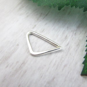 Smooth Silver V Septum Ring - Sterling Silver, Argentium Silver, Seamless Nose Ring - 14g 16g 18g 20g - Helix Tragus Daith Earring
