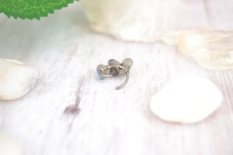 14g 16g 18g 20g Seamless Ring Rook Earring Daith Ring Gauged Earring Healing Crystal Niobium Cartilage Piercing Nickel Free Hoop