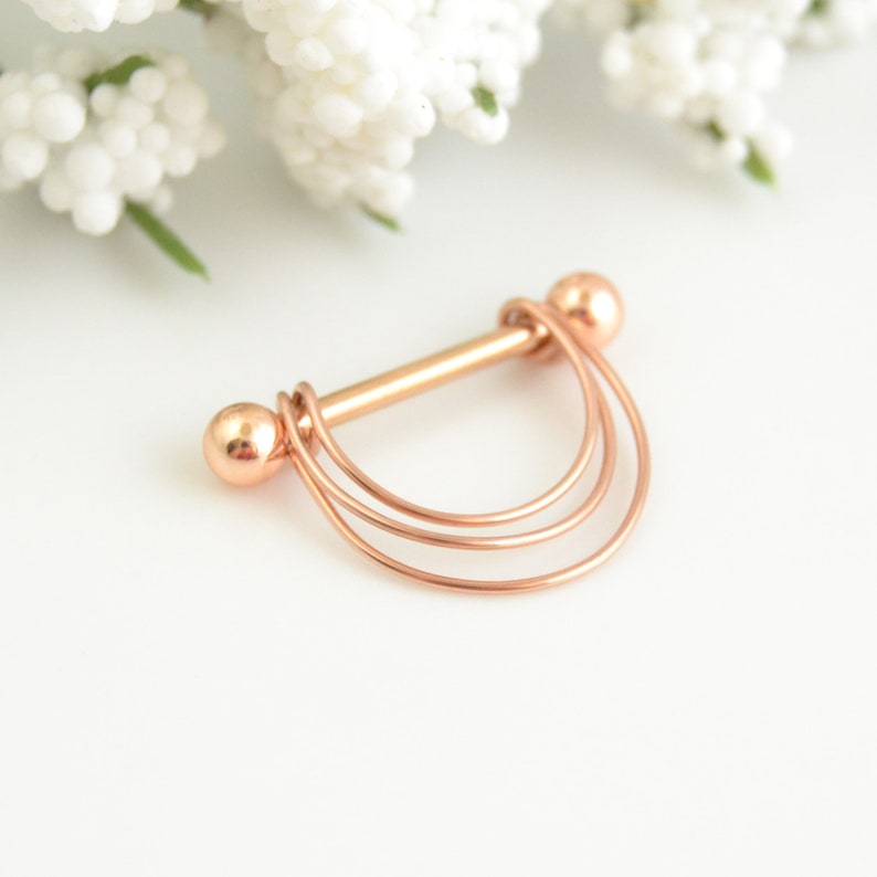 Rose Gold Nipple Ring Minimalist Triple Banded Nipple Shield Etsy