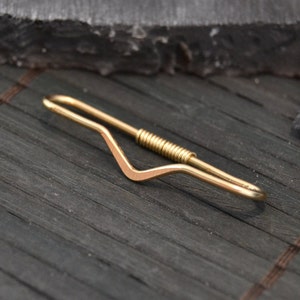 Smooth V Yellow Gold Seamless Industrial Bar - 14k Gold Fill Industrial Barbell - 20g 18g 16g 14g Industrial Piercing - Double Ear Bar