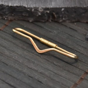 Gold Hammered V Seamless Industrial Bar - 14k Yellow Gold Fill Industrial Barbell - 20g 18g 16g 14g Industrial Piercing - Double Ear Bar