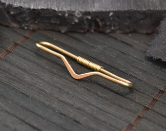 Gold Hammered V Seamless Industrial Bar - 14k Yellow Gold Fill Industrial Barbell - 20g 18g 16g 14g Industrial Piercing - Double Ear Bar