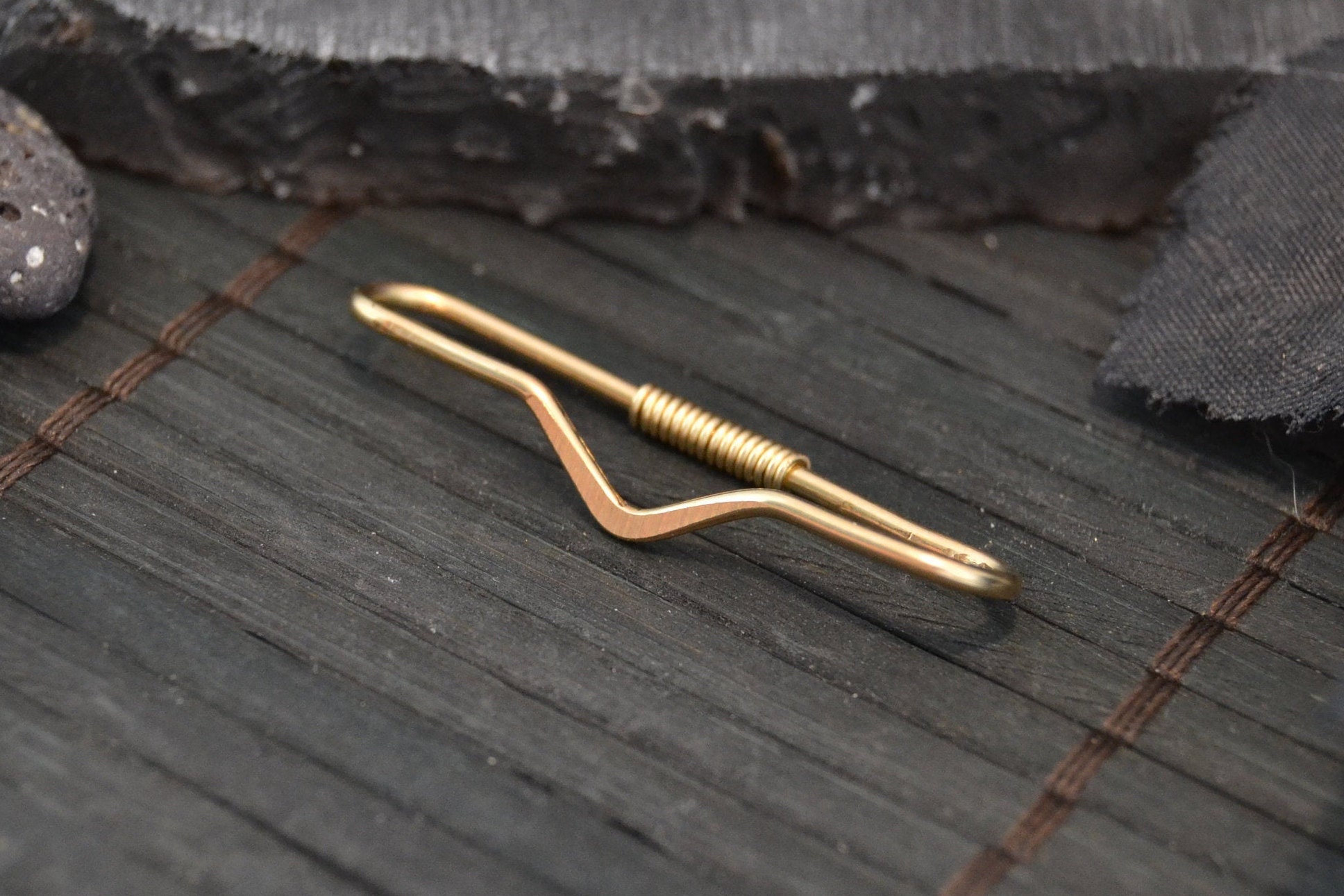 Smooth V Yellow Gold Seamless Industrial Bar - 14k Gold Fill Industrial Barbell - 20g 18g 16g 14g Industrial Piercing - Double Ear Bar